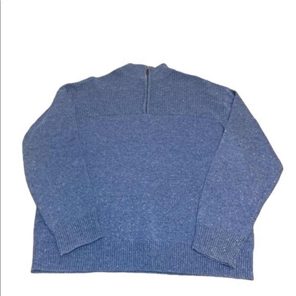 Linea Uomo Mens quarter zip blue sweater Sz medium acrylic wool long sleeve